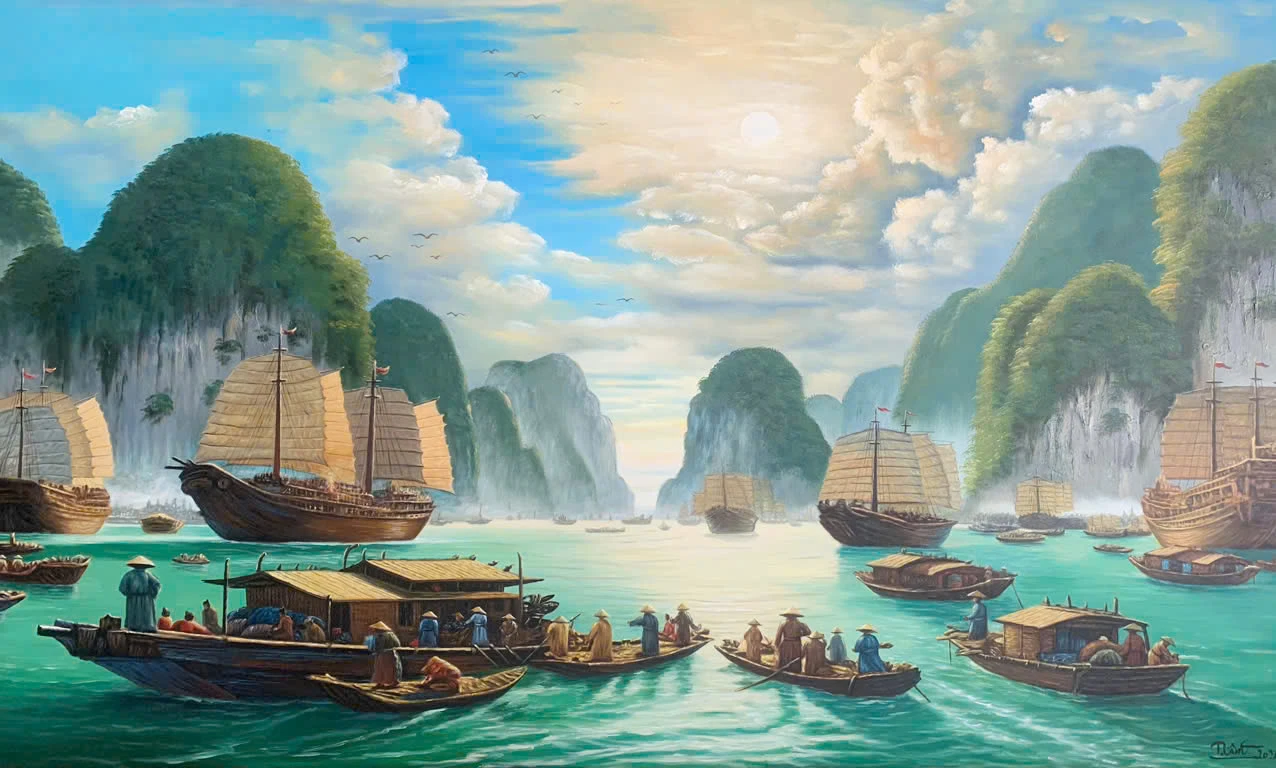 The painting "Vân Đồn Trading Port"