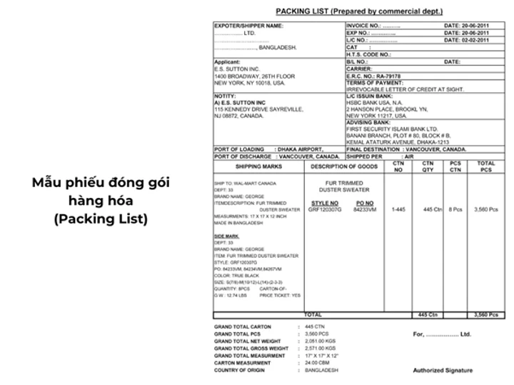chứng từ nhập khẩu