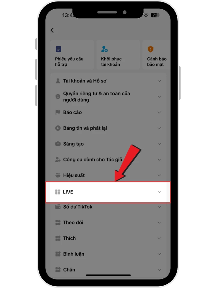 chọn phát live trên tiktok