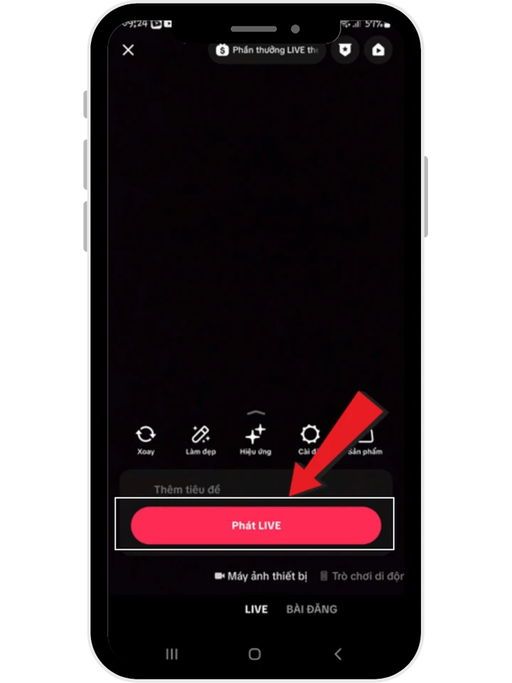 bắt đầu livestream