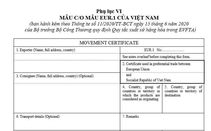 C/O Form EUR.1 là mẫu chứng nhận xuất xứ ưu đãi được sử dụng phổ biến