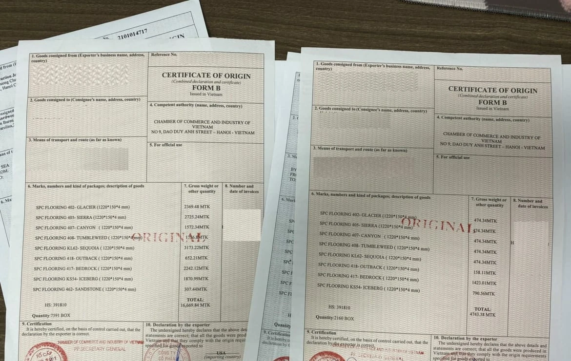 C/O có thể là chứng từ cần thiết trong bộ hồ sơ của lô hàng