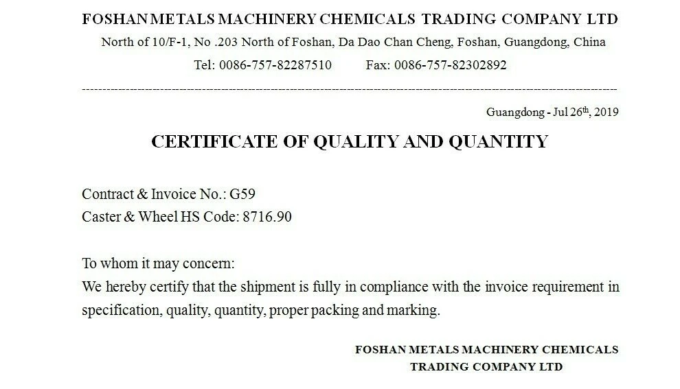 CQ là giấy chứng nhận về chất lượng của hàng hóa